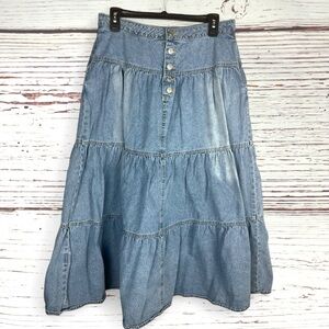 SHEIN Light Wash Tiered Denim Skirt – Size L